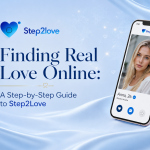 Promotional banner illustrating an online dating guide on a mobile interface.