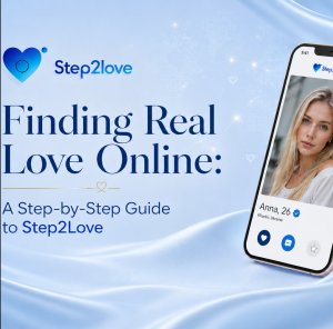Promotional banner illustrating an online dating guide on a mobile interface.