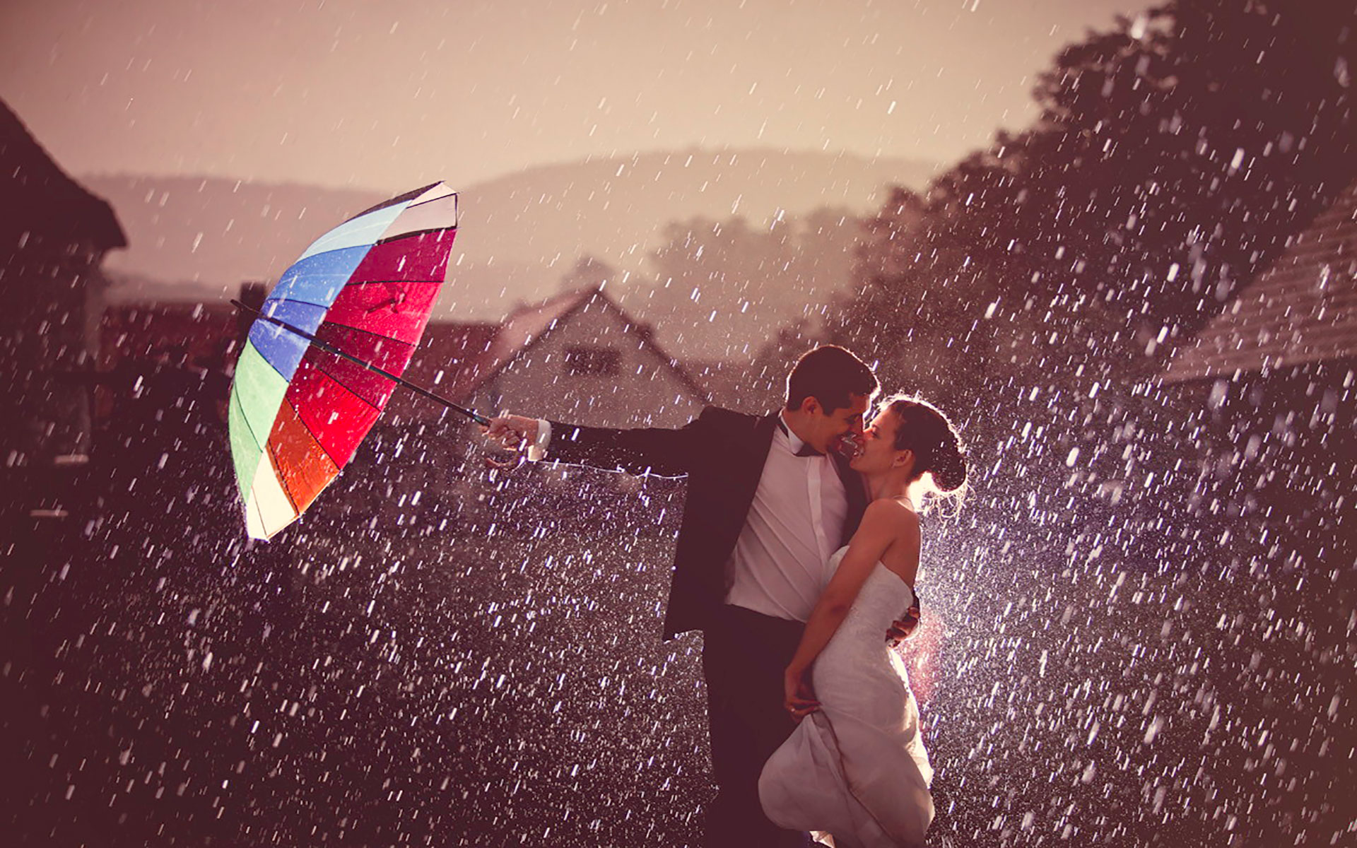 First-kiss-in-rain-after-getting-married